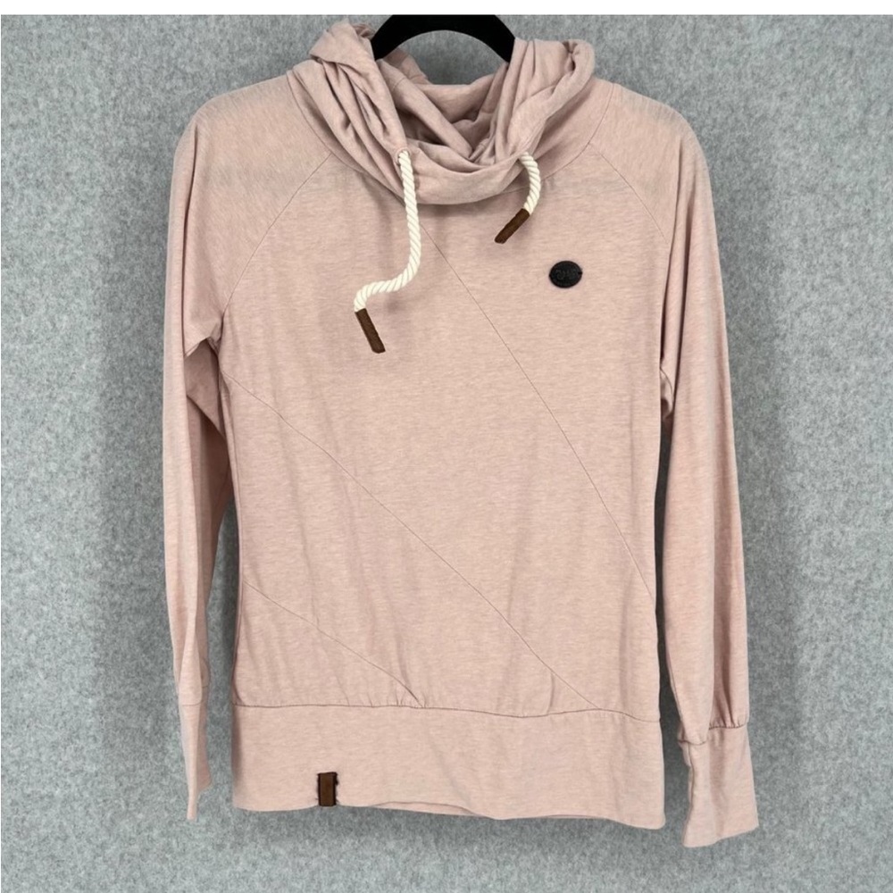 Naketano Womens Lightweight Hooded Sweatshirt Size M Blush Pink Logo Rope NWOT
